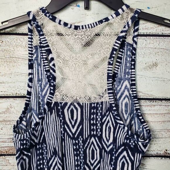 Vanity Small Navy/White Tank Top Lace Back - Picture 4 of 7